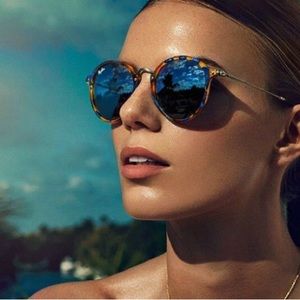 RAY-BAN Round Fleck Sunglasses in Tortoise & Black Metal